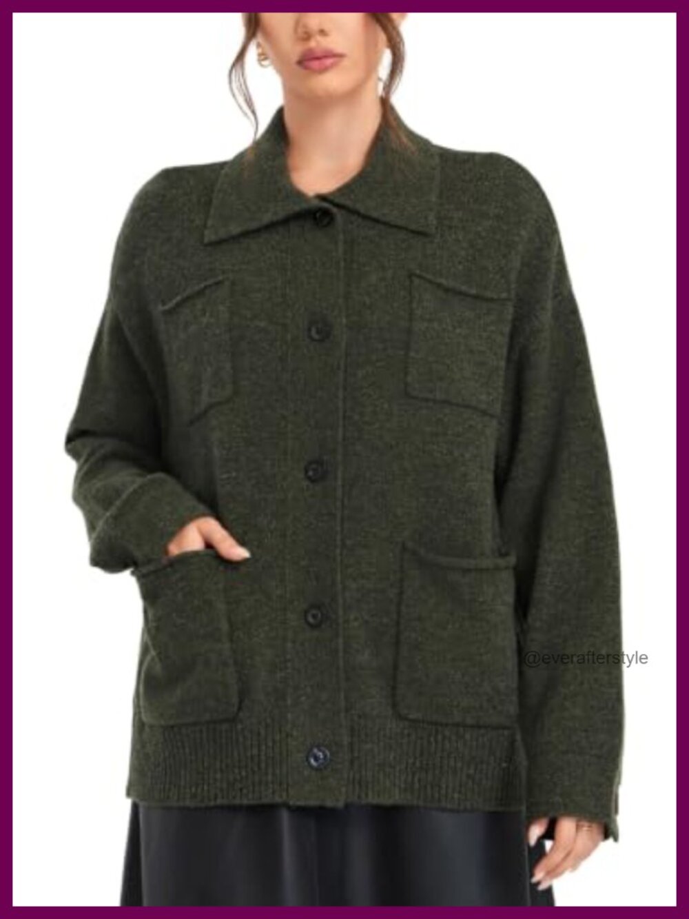 Merino Wool Blend Cardigan Button Front Sweater with Pockets